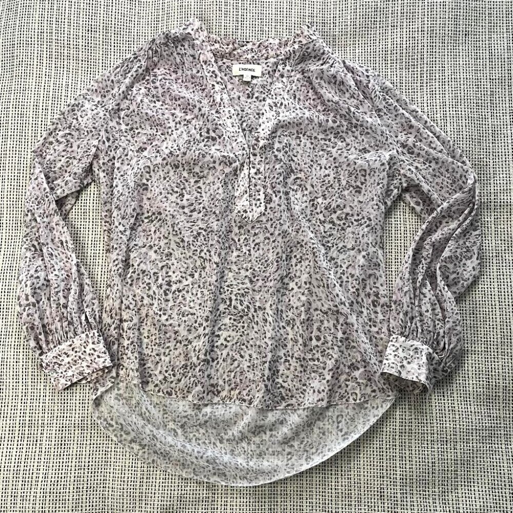 L'AGENCE Pink Leopard Long Sleeve Shirt Size M